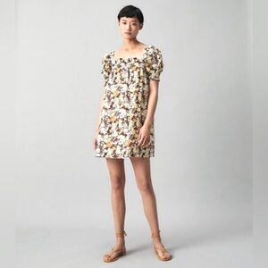 Tory Burch Cotton Floral Puff Sleeves Pockets Babydoll Dress Medium